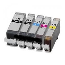 kit 4 cartucce serie CLI521 Canon compatibili nero+colore